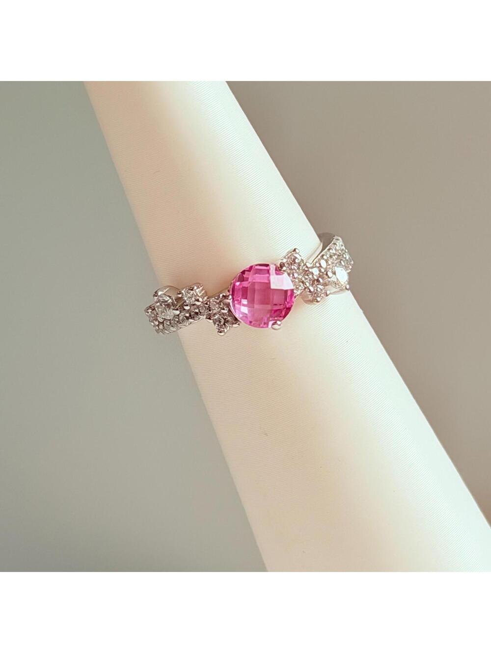 Bomb Party Sterling Club Ring Sz 6 Pink Corundum on .925 Silver RG47050